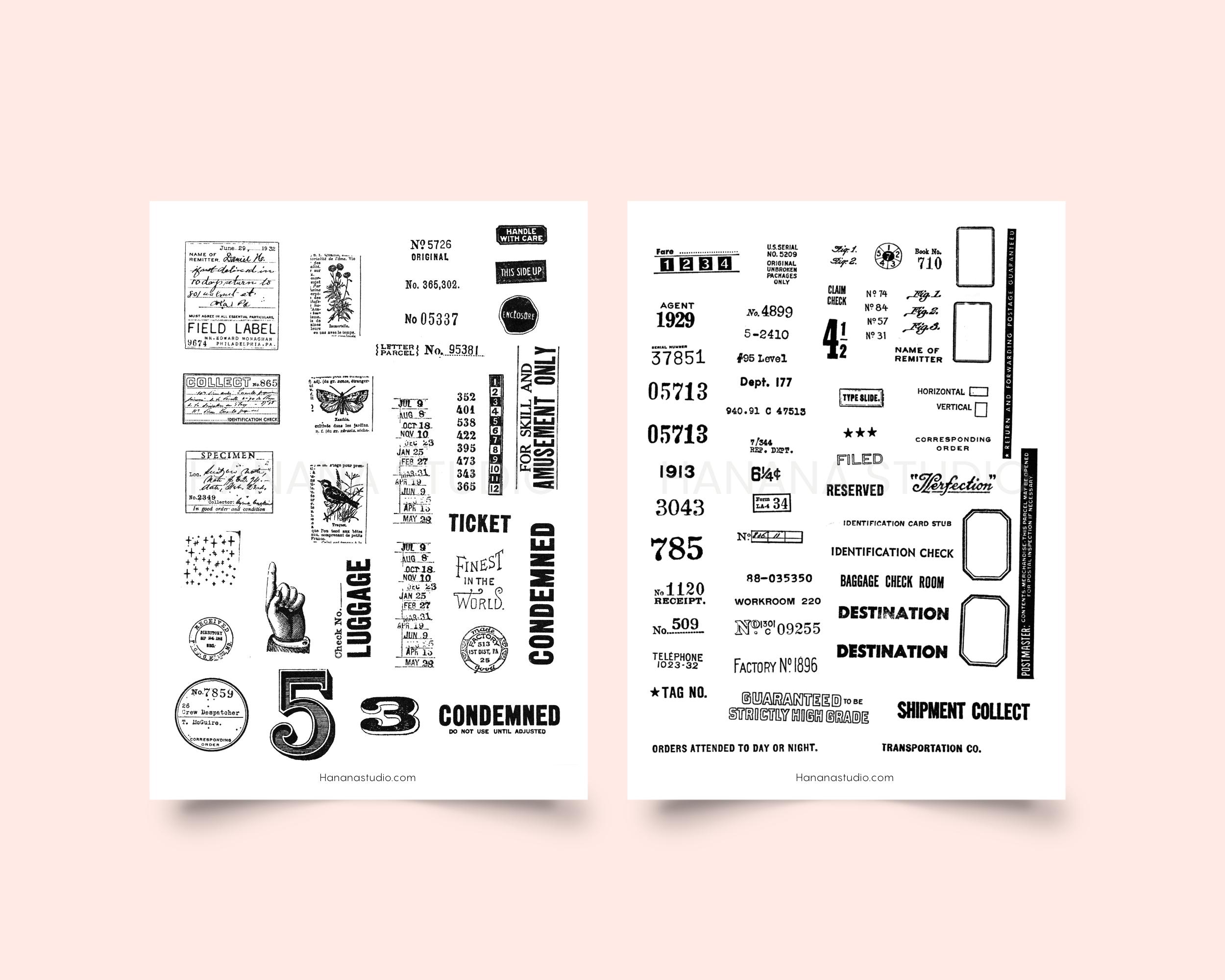 Digital Printable Mixed Ephemera / Journaling Ephemera & elements / Journal Embellishments / Printable scrapbook elements /Ticket Tag