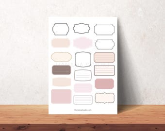 Neutral Beige Blush Pink Blank Labels: Printable Minimalist PDF