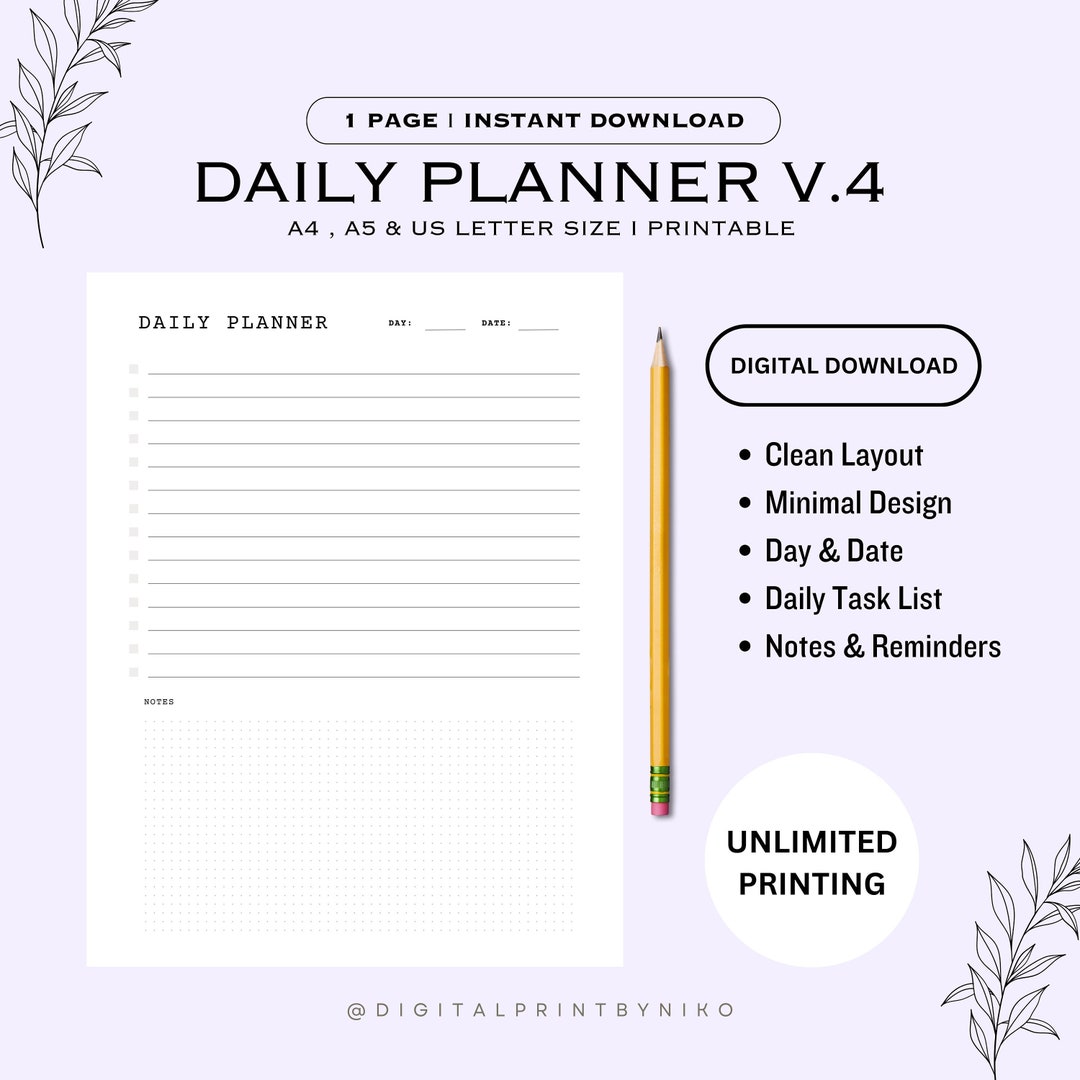 Daily Planner / Printable Planner / Minimal Planner / Daily Routines ...