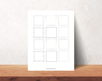 Printable Square Frame Labels: Collage & Journal Embellishments (PDF)