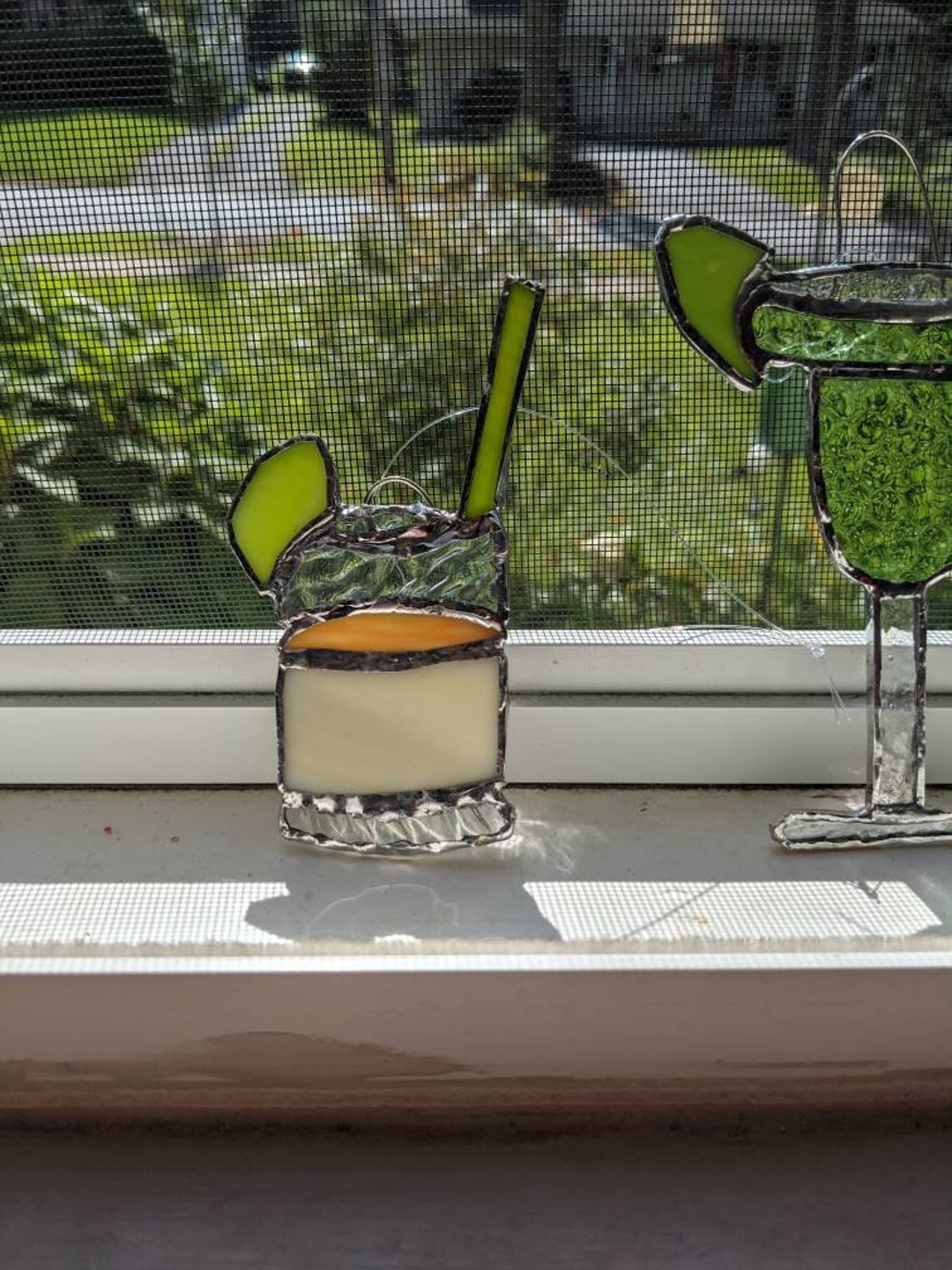 Handcrafted Stained Glass Suncatcher COCKTAILS. Various DRINKS. Set of