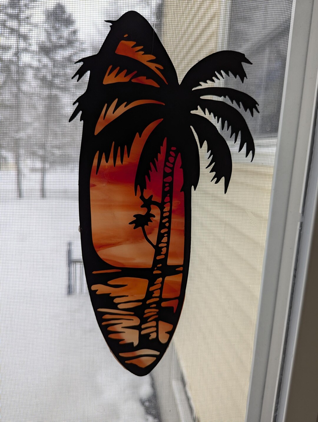 Stained Glass Palm Tree in a Sunset Suncatcher - Etsy