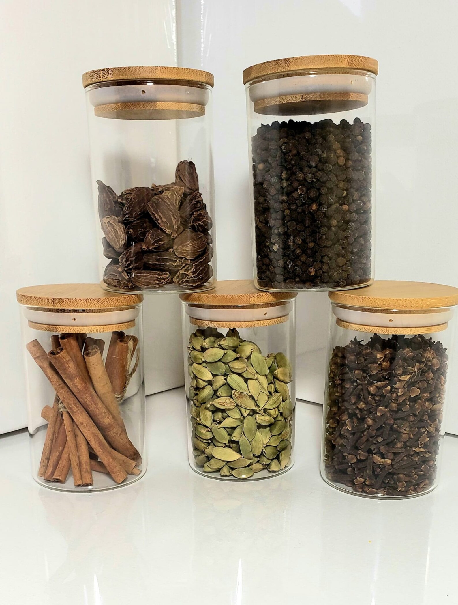 Bamboo Spice Jars Spice Jars Wooden Lid Spice Jars Glass Etsy