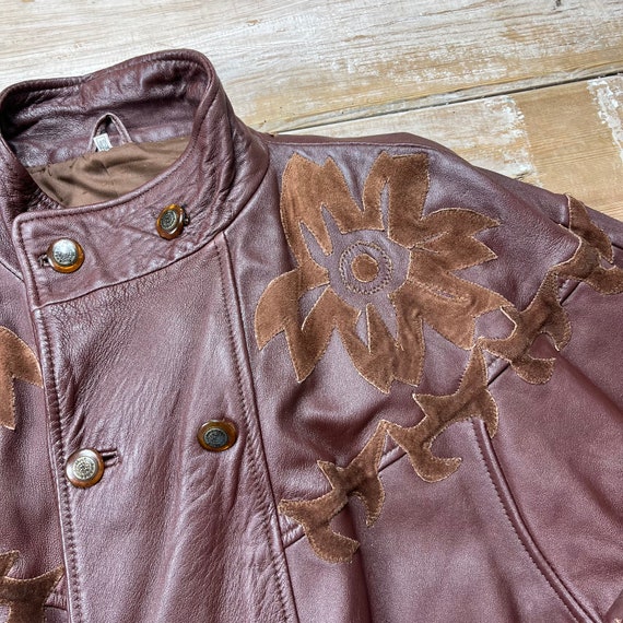 Vintage Brown Leather Coat / Brown Leather jacket… - image 4