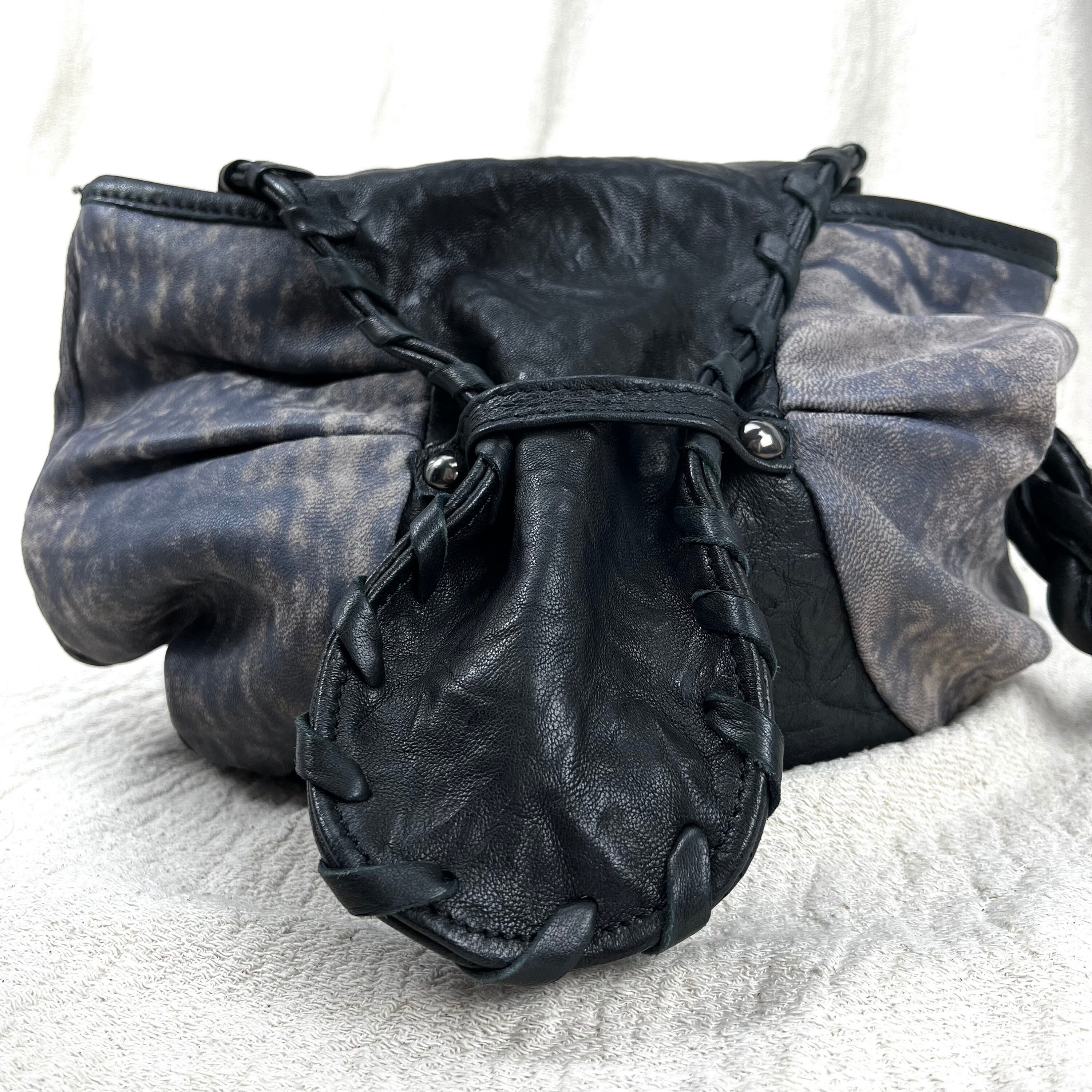 Vintage Y2K Black Leather Half Moon Bag - Italian Lambskin