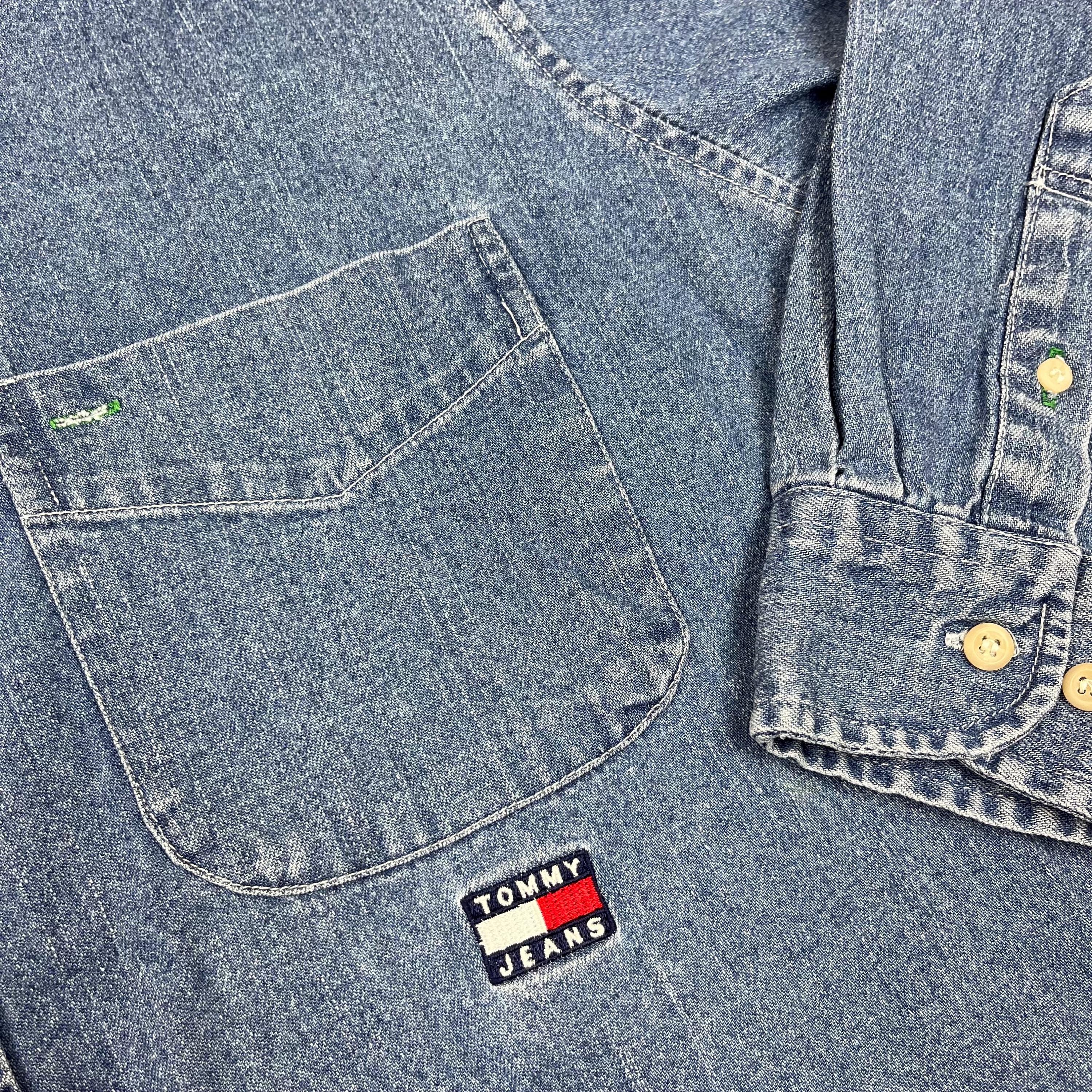 Vintage 90s Tommy Hilfiger Denim Shirt: Embroidered Logo - Etsy