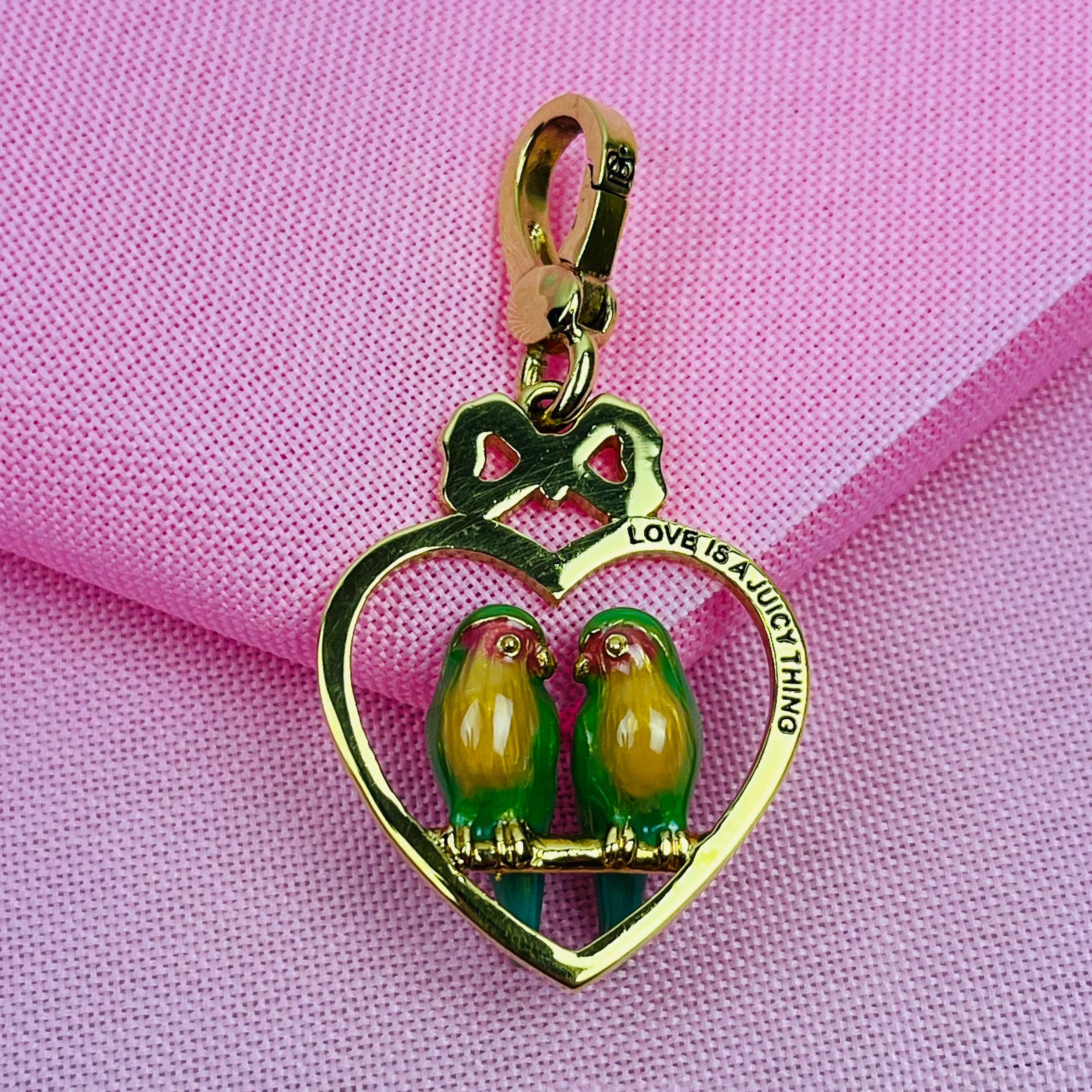 Juicy Couture Charm: Vintage Pink Love Birds Heart Clip-on - Etsy
