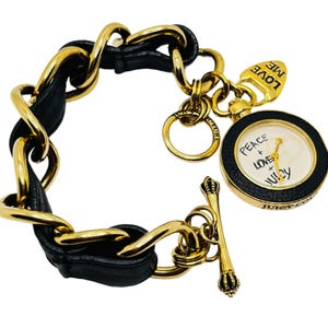 Juicy Couture Vintage Armbanduhr: Y2K Gold Armband, Peace Love Juicy