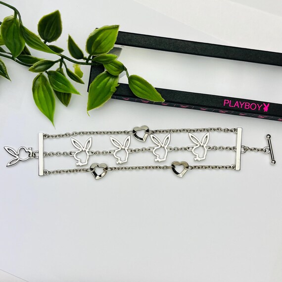 Playboy Silver infinity charm bracelet, rabbit ch… - image 12