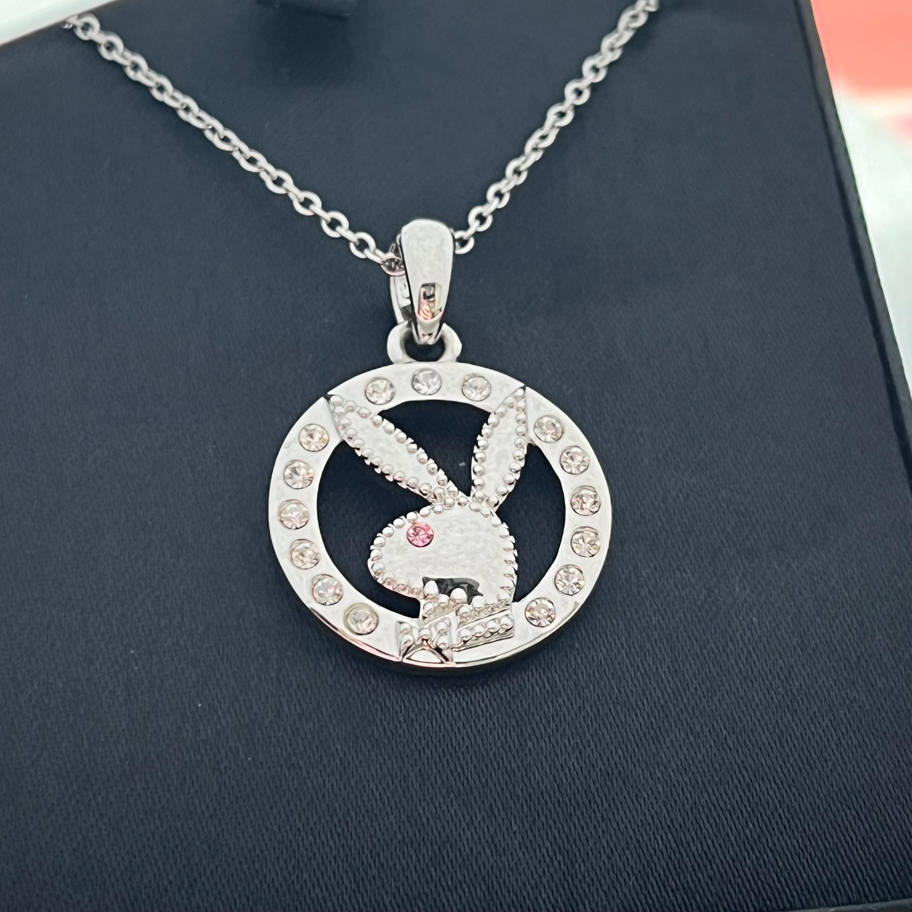 Playboy Bunny Necklace,silver Pendant on Chain, Perfect Gift Idea