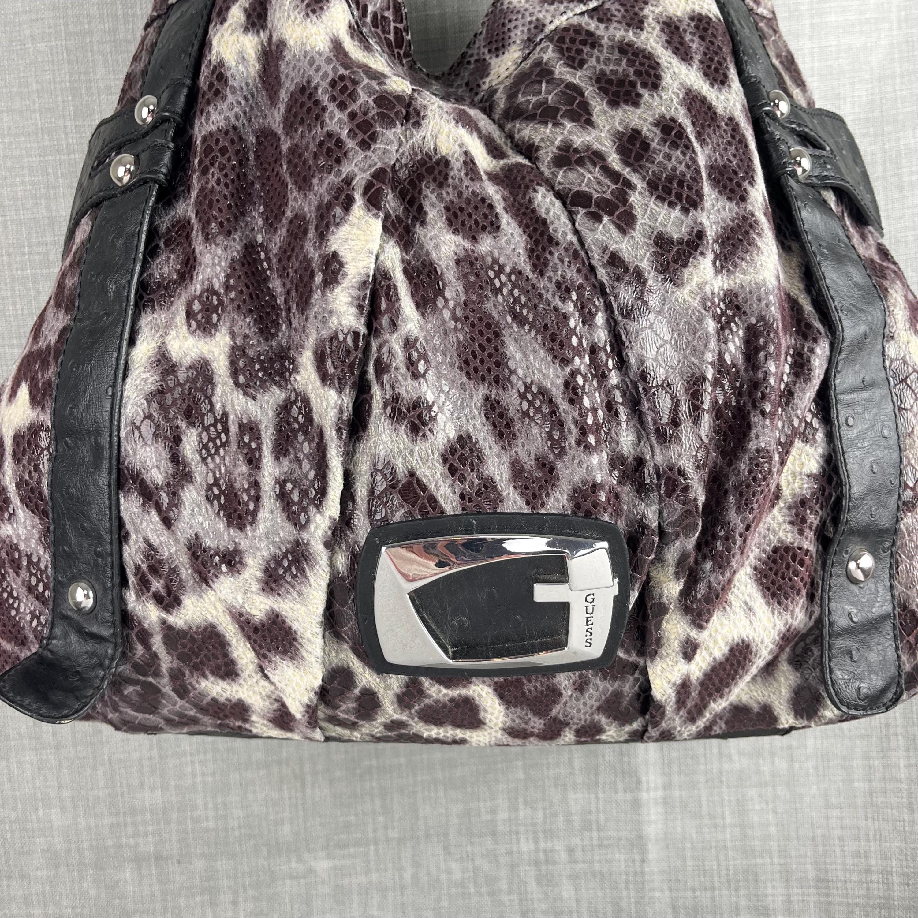 バッグ Guess Vintage Y2K Bag Black Leopard Guess Vintage Y2K, Black And Gray Leopard Print Crossbody Shoulder