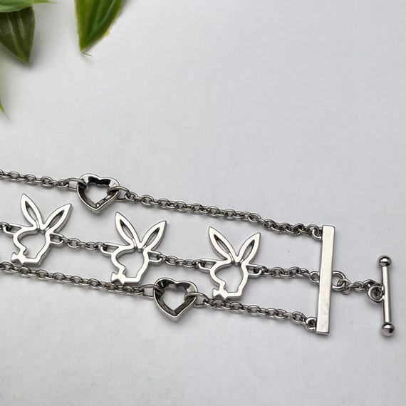 Playboy Silver infinity charm bracelet, rabbit ch… - image 10