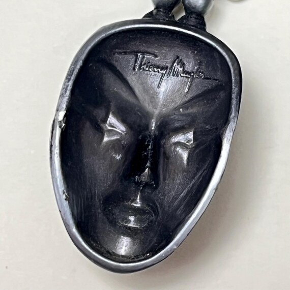 Vintage Thierry Mugler Necklace – 1990s Face Pendant Fringe