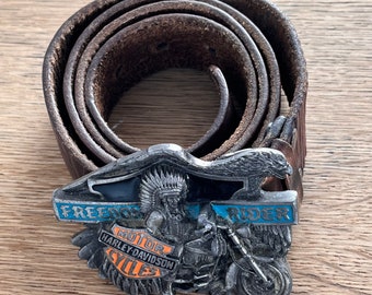 Harley Davidson Leather Belt-vintage 90s - Etsy