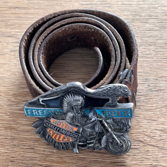 Harley Davidson Leather Belt With Eagle Vintage 90's Belt