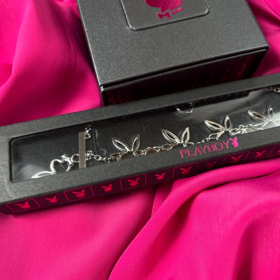 Playboy Silver infinity charm bracelet, rabbit ch… - image 15