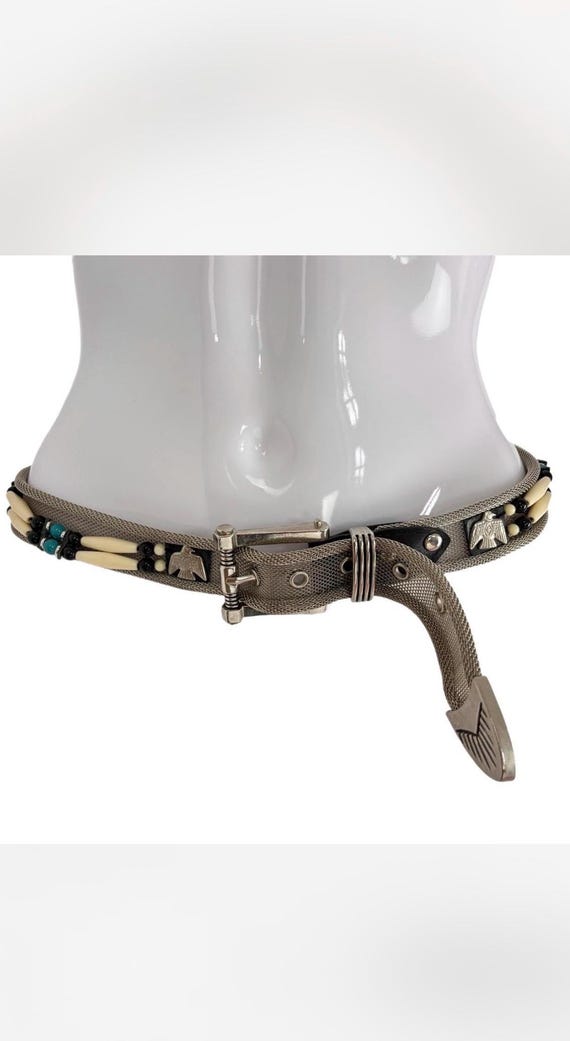 Vintage Mesh Western Belt, Silver Metal Cowgirl Fashion, 39  display picture 2