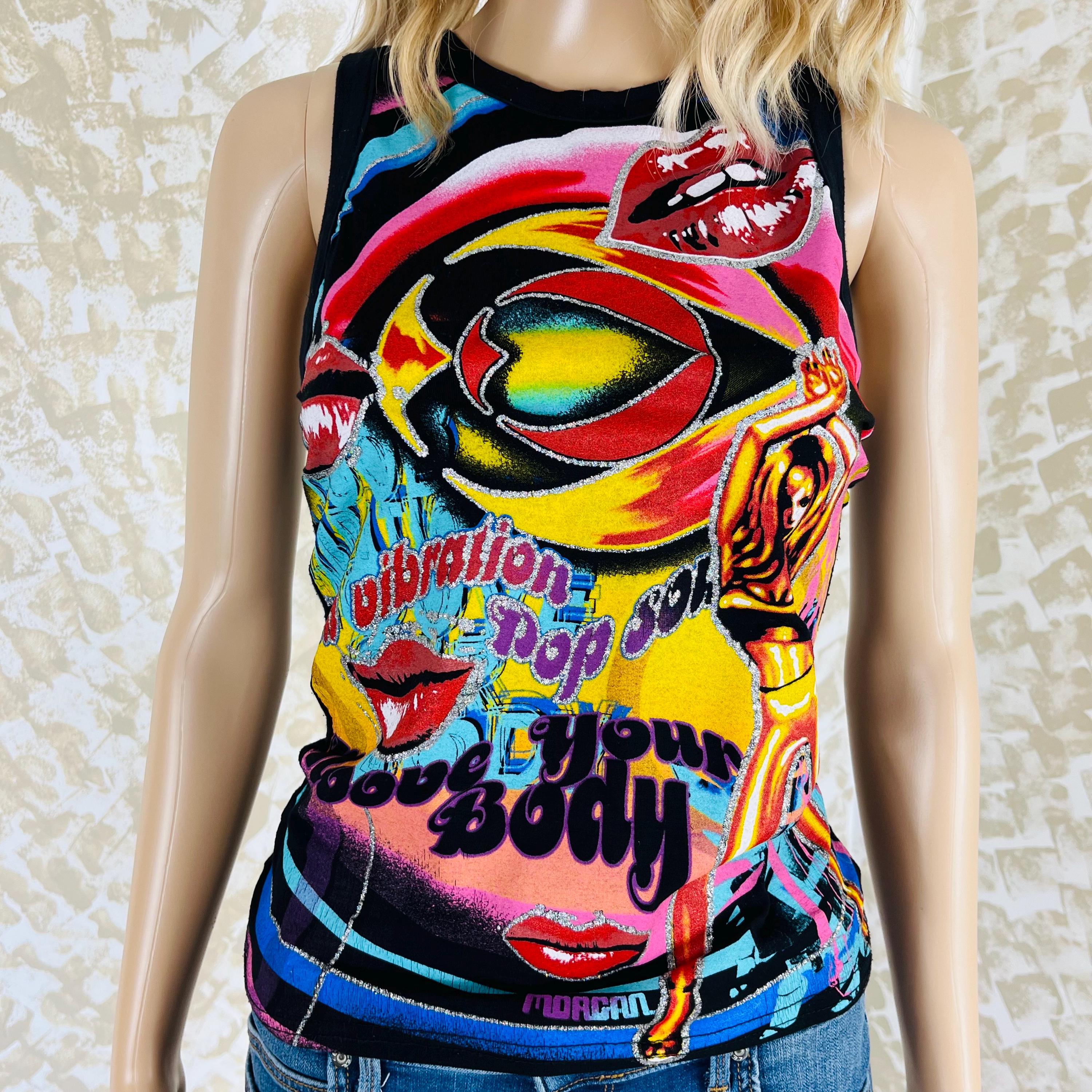 Vintage Morgan De Toi Y2K Pop Art Graphic Tank Top | 2000s Neon