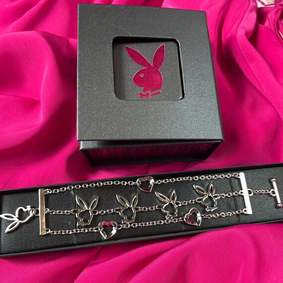 Playboy Silver infinity charm bracelet, rabbit ch… - image 16