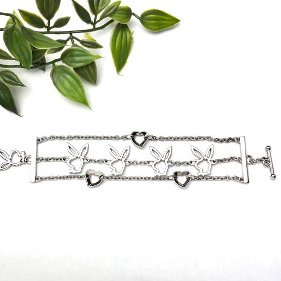 Playboy Silver infinity charm bracelet, rabbit ch… - image 6