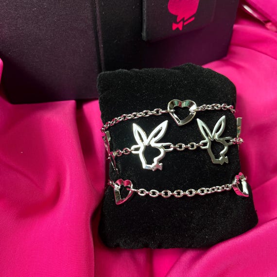 Playboy Silver infinity charm bracelet, rabbit ch… - image 3
