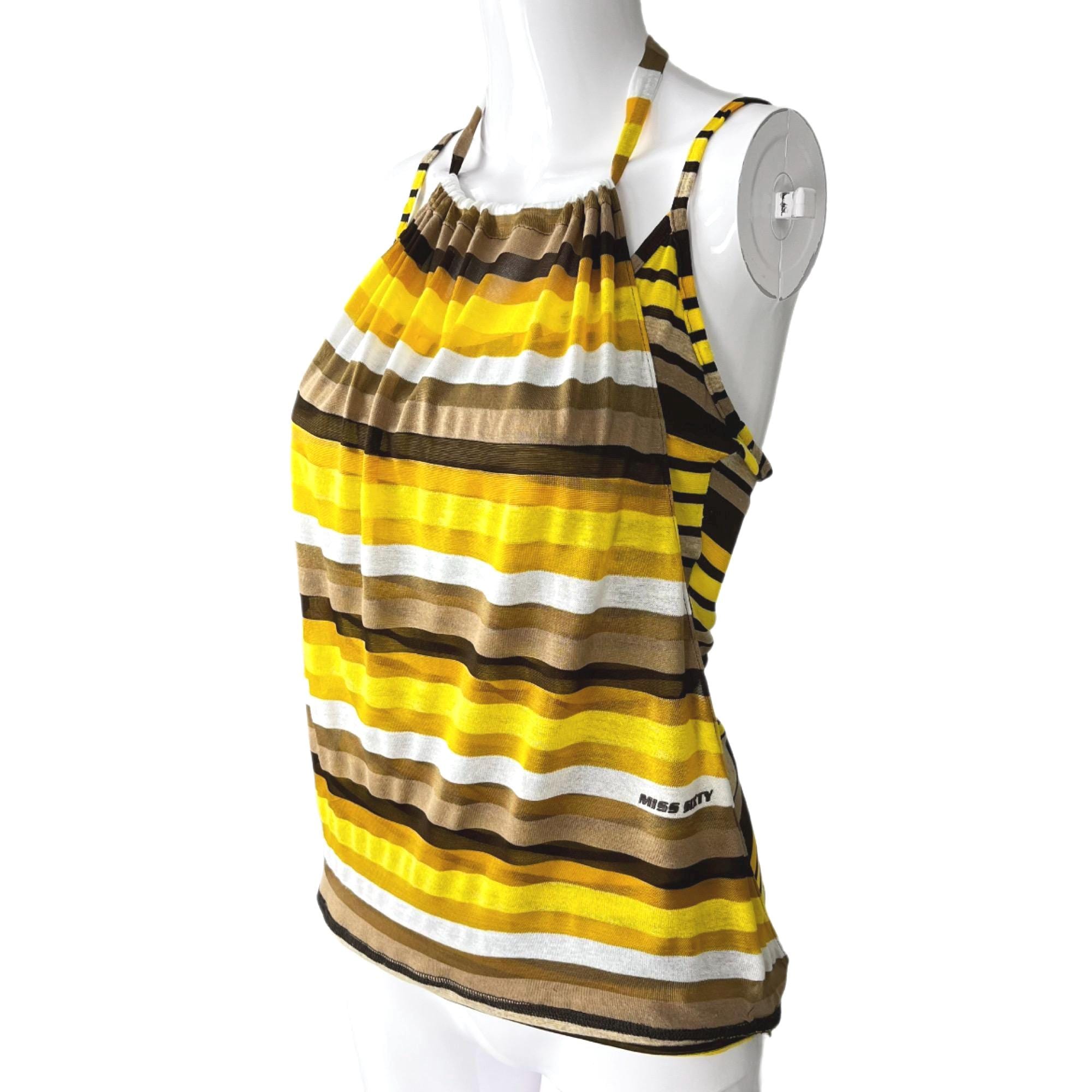 Y2K Miss Sixty Halter Top: Striped Mesh, Semi Sheer - Size L - Etsy