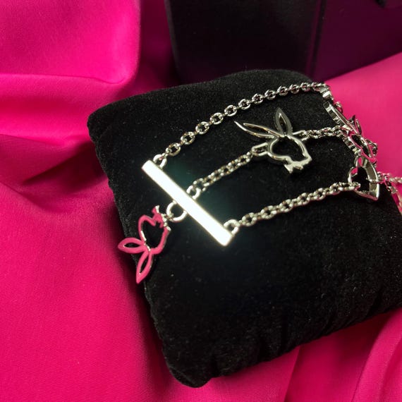 Playboy Silver infinity charm bracelet, rabbit ch… - image 17
