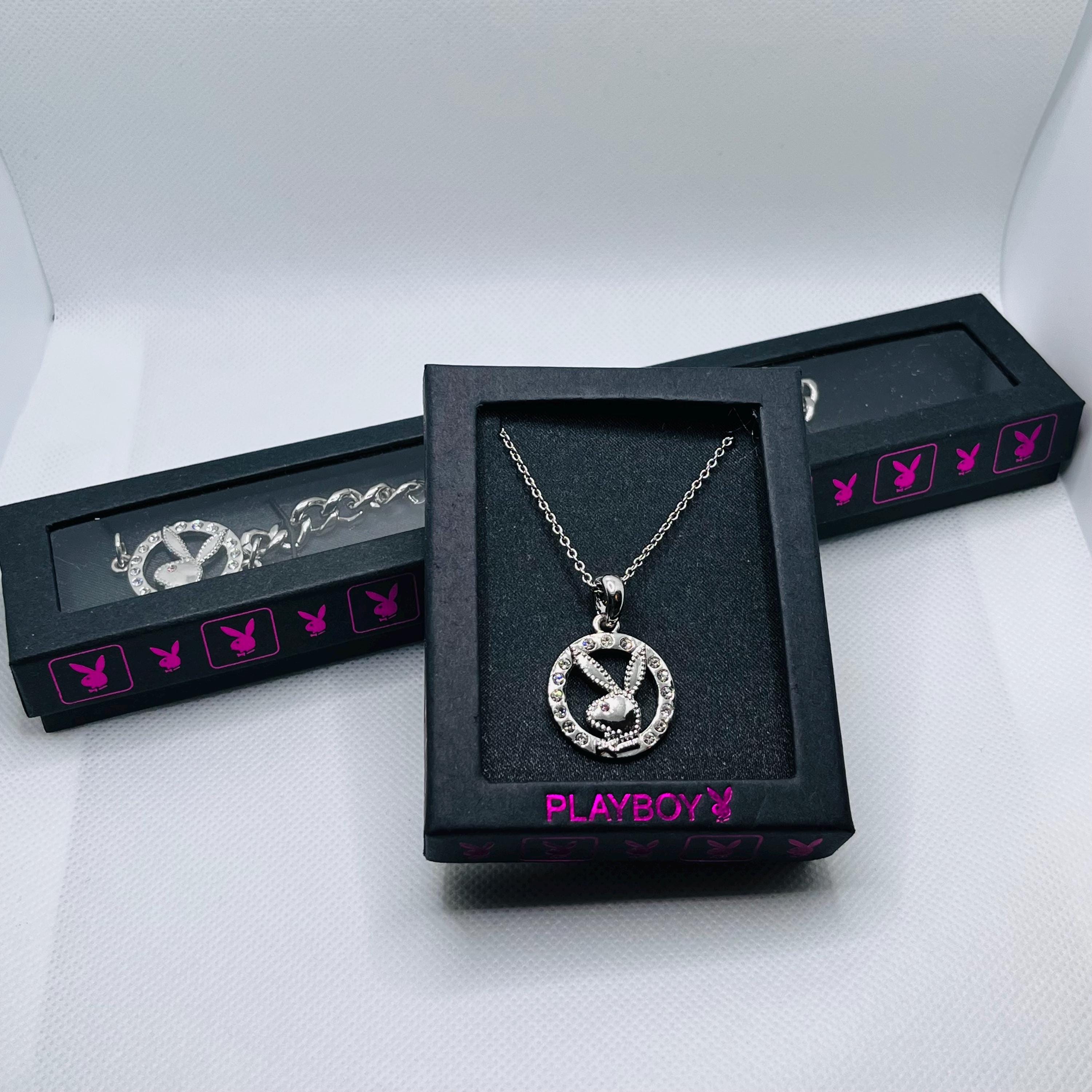Silver Necklace and Matching Bracelet by Playboy Vintage Y2K 