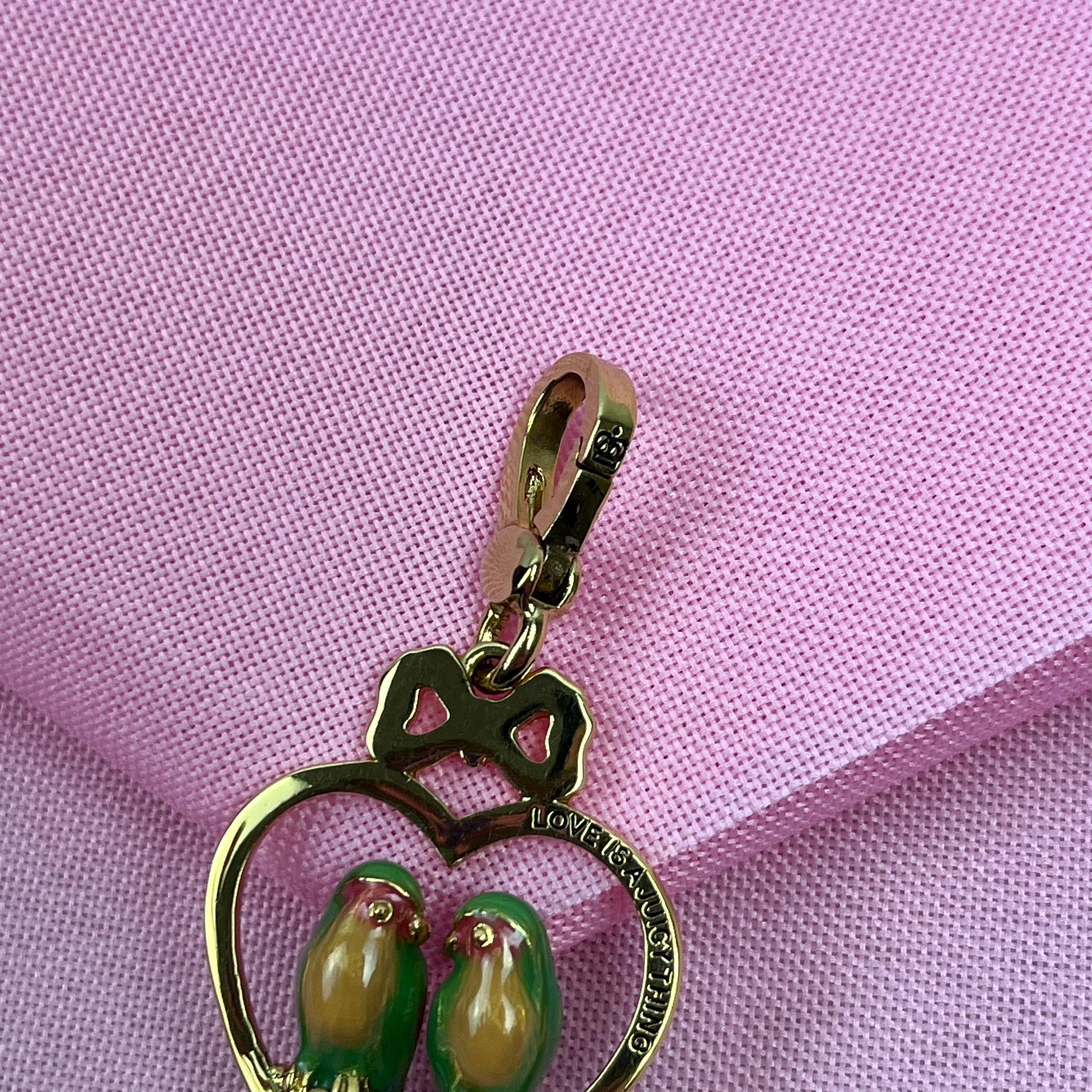Juicy Couture 鳥かごチャーム Juicy Couture Charm: Vintage Pink Love Birds Heart Clip-on - Etsy