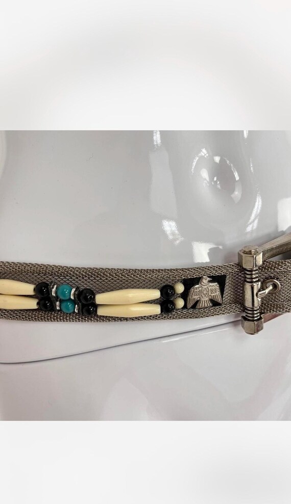 小物 vintage l mesh western belt Vintage Mesh Western Belt, Silver Metal Cowgirl Fashion, 39 Inch
