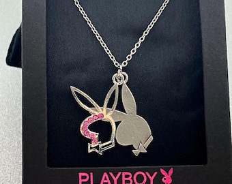 14K playboy ネックレス 14Kソリッドゴールドのプレイボーイネックレス、大胆なペンダント