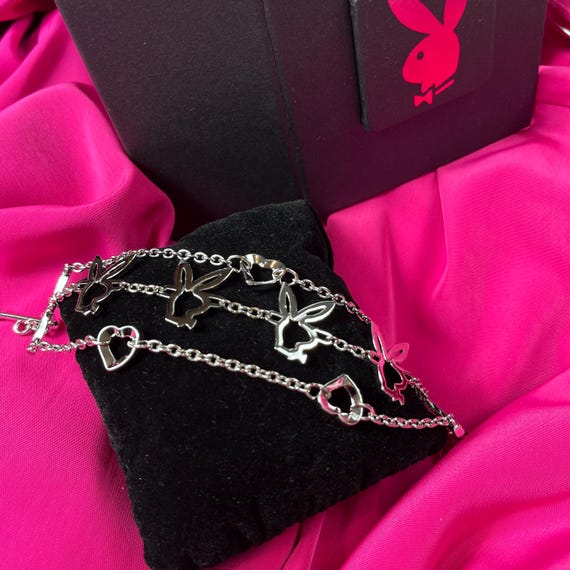 Playboy Silver infinity charm bracelet, rabbit ch… - image 2