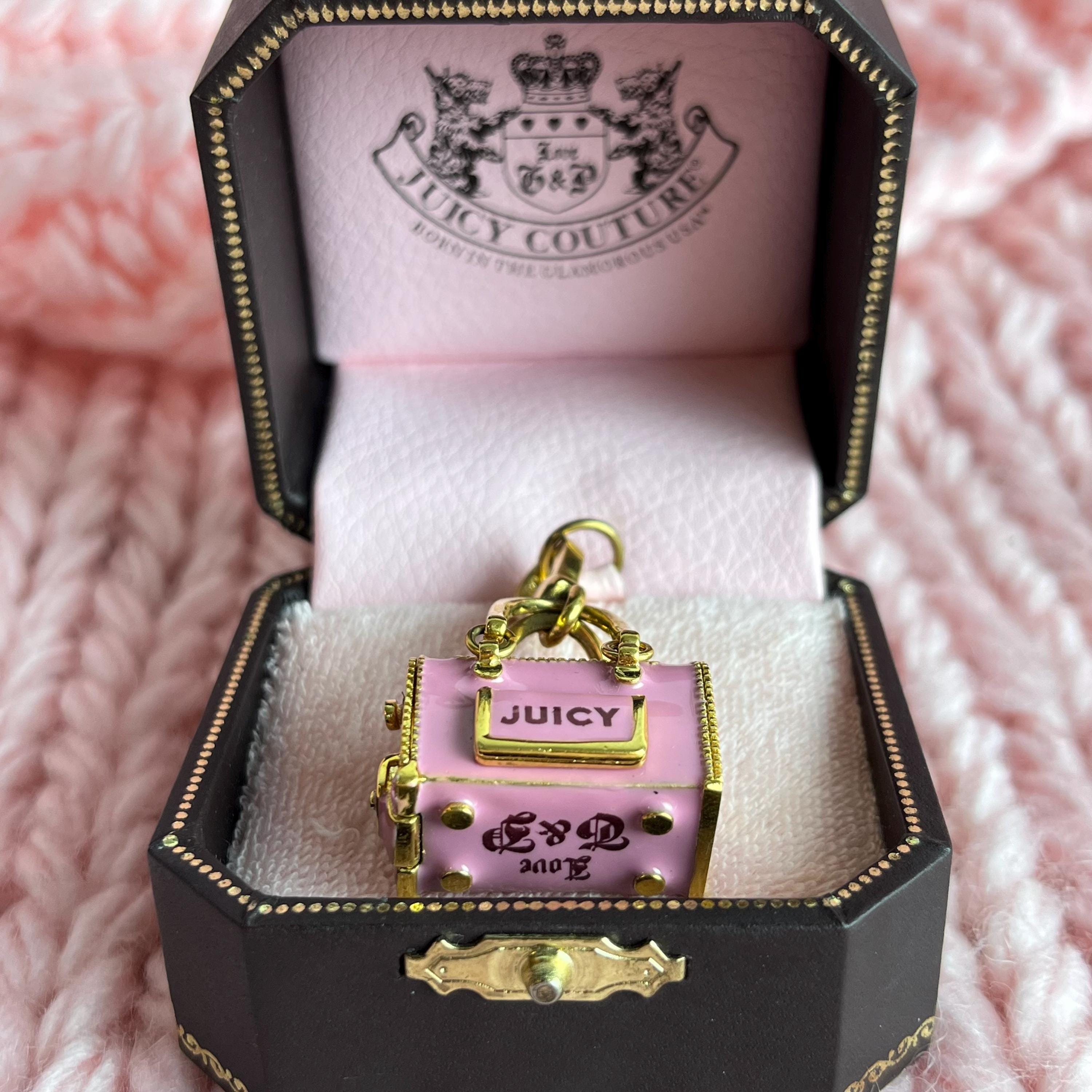 Juicy Couture Charm: Pink Scottie Dog Carrier, Gold Accents (in