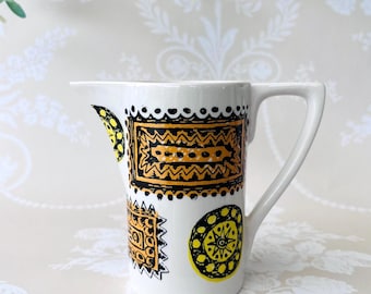 Vintage Portmeirion Talisman Milchkännchen, Susan Williams-Ellis 1960er Jahre Mid Century Moderne Keramik Milchkännchen, Gelb & Orange Geometrische Keramik