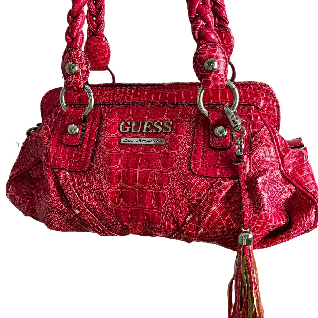 Vintage Guess Bag Y2K Red Guess Bag Guess Shoulder Bag Cream Shoulder ...