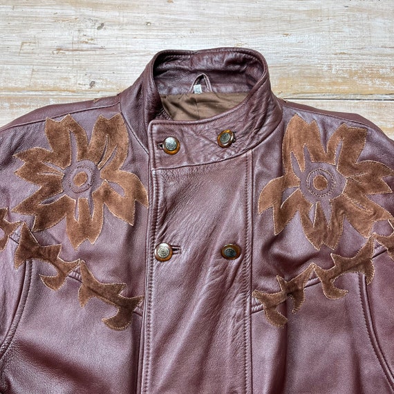 Vintage Brown Leather Coat / Brown Leather jacket… - image 2