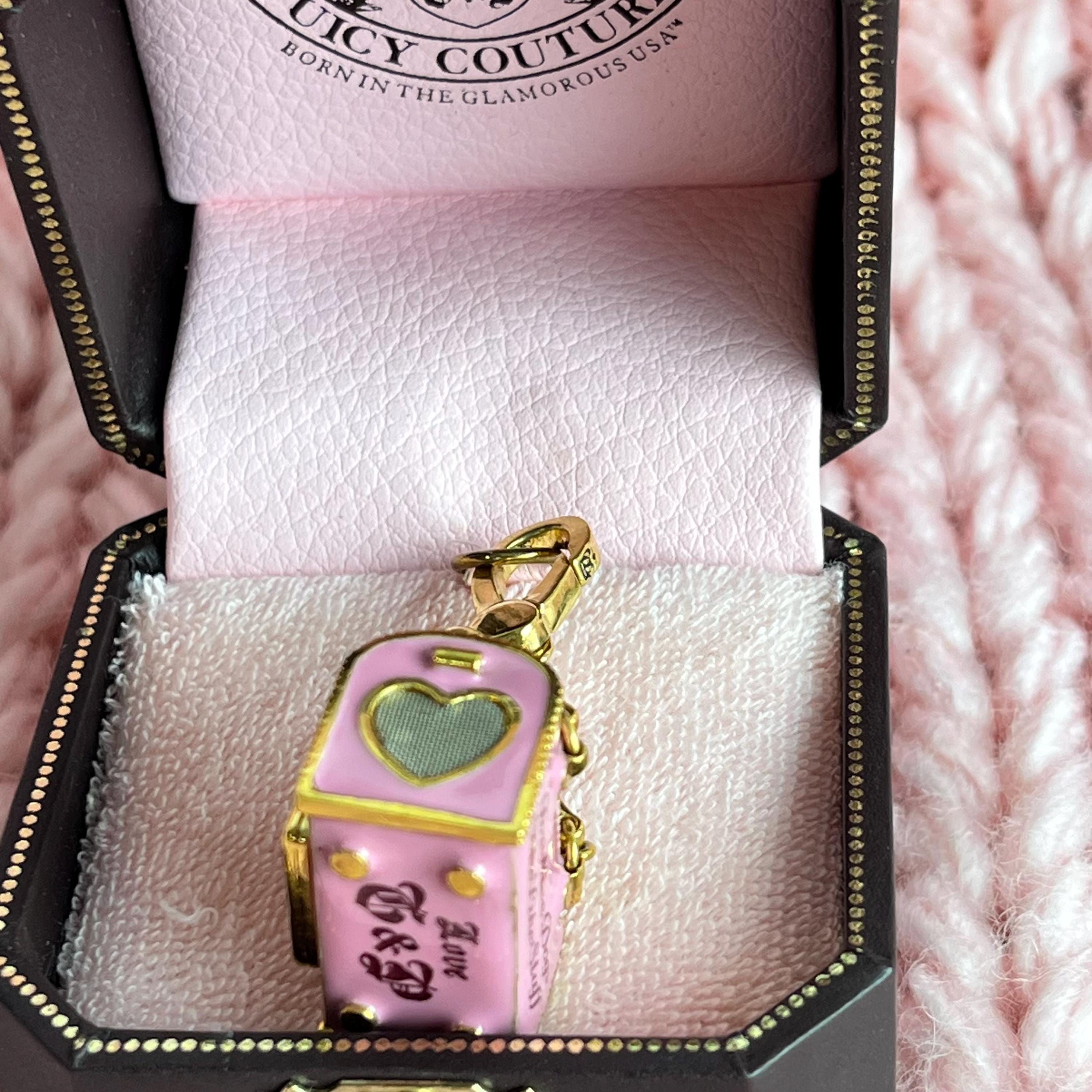 Juicy Couture Charm: Pink Scottie Dog Carrier, Gold Accents (in