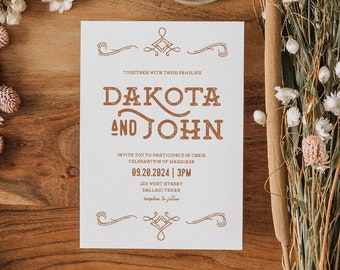 Western Wedding Invitation Template Desert Wedding Invitation Printable Southwestern Wedding Invitation Cowboy Wedding | Dakota