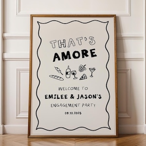 That&#39;s Amore Engagement Party Welcome Sign, Italian Theme Welcome Sign Template | TA1