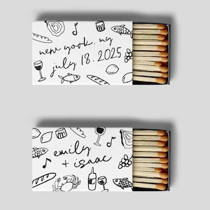 Whimsical Hand Drawn Matchbox Label Fun Quirky Wedding Favor Matches Sticker Editable Template | HD4
