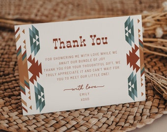 Western Baby Shower Thank You Card Template Wild West Thank You Card Desert Thankyou Card Southwestern Thank You Card Download | Dallas