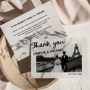 Whimsical Wedding Thank You Card Template, Scribble Hand Drawn Wedding Thankyou Card | HD3