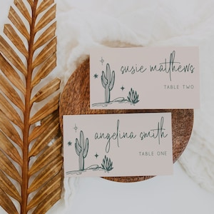 Modern Western Name Card  Southwestern Wedding Place Card Boho Desert Wedding Place Cards Printable Ranch Rodeo | W2
