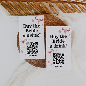 Buy The Bride A Drink Cowgirl Bachelorette Venmo Card QR Code Drink Ticket Nash Bash Rodeo Space Cowgirl Bachelorette Party | Disco Cowgirl