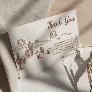 Western Baby Shower Thank You Card Template Wild West Thank You Card Desert Thankyou Card Southwestern Thank You Card Download | W1