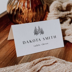 Pine Tree Wedding Place Cards Template Forest Wedding Name Cards Template Mountains | Pines