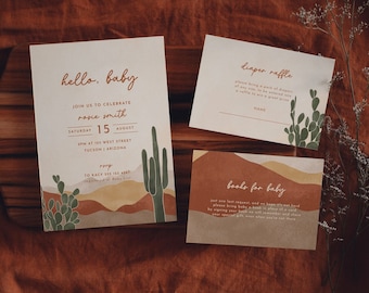 Desert Baby Shower Invitation Cactus Arizona Baby Shower Hello Baby Invite Editable Template | AVA