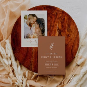 Boho Rust Save The Date Template DIY Terracotta Save The Date // DIGITAL DOWNLOAD | Izel