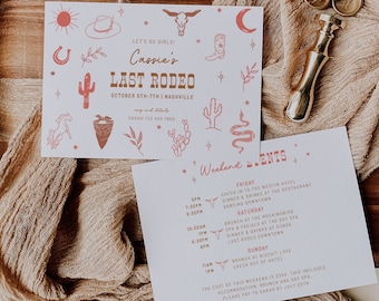 Last Rodeo Bachelorette Invitation Rodeo Bachelorette Invite Template Cowgirl Bachelorette Nashville Bachelorette Invite Itinerary | Cassie