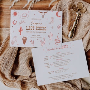 Last Rodeo Bachelorette Invitation Rodeo Bachelorette Invite Template Cowgirl Bachelorette Nashville Bachelorette Invite Itinerary | Cassie